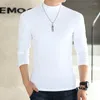 Erkekler Tişörtleri 2024 Sonbahar Kış İnce Fit Bultleneck Uzun Kollu Tee Erkek Düz Renk Temel Düz Tepeleri Sıradan Pamuk T-Shirt F305