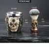 Brush FOXSONIC Skull Head Shaving Brush Set Hair Shaving Brush Kit for Men Barber Salon Beard Shaving Set