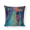 Pillow Nebula Oil Painting-shaped Linen Cover Size 45cmx45cm Home Bedroom El Decoration Cover.