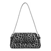 DrawString Leopard Underarm Shoulder Bags for Women Trend 2024 Vintage Leather Small Square Bag Högkvalitativ Fashion Söt handväska kvinna