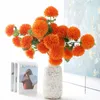 Fleurs décoratives 6 têtes Big chrysanthemum artificielle de fleur de soie porote bouquet bouquet de chambre à la maison accessoires de décoration