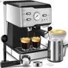 Kahve Yapıcıları Geek Şef Espresso Makinesi 20 Bar Pompası Basınç Cappuccino Latte Kahve Makası ESE POD Filtresi ve Basınç Göstergesi Y240403