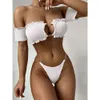 Chanshuang Nieuwe pure pure bikini dames zwempak korte mouw zwempakpak bikini6180