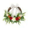 Decoratieve bloemen Rose Leaf dahlia krans lente huisdecoratie gesimuleerde bloem 36 cm maat natuurlijke rattan zijden doek en stijlvol