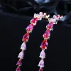 Pendientes Xiumeiyizu Sparkling Multicolor Crystal Stone Semi Round Hoop Pendientes para mujeres Joyas CZ de alta calidad para Fiesta de regalos