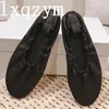 Casual Shoes Women Vintage Simple Round Toe Pleated Flat Sole Single Comfortable For Genuine Leather Footwear Mujer