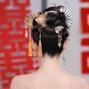 ヘアクリップ繊細な黄色の古代ハンフスティックタッセルステップシェイクフラワーヘアピンセットガールブライダルヘッドドレスレトロウェディングジュエリー