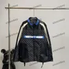 Xinxinbuy Men Designer Coat Jacka Panelen Läderbrev Utskrift Långärmad kvinnor Vit Khaki Black Blue Khaki M-XL