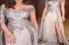 Silver Grey 2021 Prom robe une ligne en mousseline de soie robes de soirée officielles de l'épaule charmante la front de la fente longue mère de la mariée DR6306616