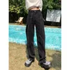 Jeans para mujeres 2023 Black Vintage Womans Alta cintura Alta Summer ancho pantalón de mezclilla