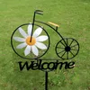 Garden Decorations Gradan Iron Sunflower Windmill Creative Welcome Stake Ornament Bicycle Wind Spinners Outdoor Yard Lawn Decor