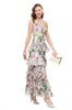 Runway Dresses Womens Spaghetti Straps Printed Floral Tiered Ruffles Fashion Holiday Vestidos Drop Delivery Apparel Clothing Dhb38