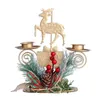 Kandelaars Kerstmis smeedijzeren kandelaar Santa Claus Snowflake Star Elk Tree Holder Home Jaar Tafel ornament