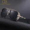 CB Steampunk zonnebrillen met zijschilden Heren Vissen Aviator Pilot Goggles Brandontwerper Oversized Golden Retro Drive Gotic Large Cavallo Bianco