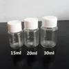 収納ボトル50pcs 15ml/20ml/30ml/60ml透明なプラスチックペット補充可能なシールバイアル試薬店コンテナコンテナ