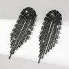 Stud Earrings Bling Zircon Rhinestone Claw Chain Luxury Exaggerated Ear Fashion Long Tassel Crystal Drop Dangle Earring Women