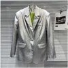 Feminino blazers blazers moda moda shoder shoder pU couro blazer 2024 botões de lapela primavera de mangas compridas