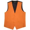 Hi-Tie TR Men Vest Slik Solid Orange Purple Red Gold Blue Green Slim Fit Waistcoat Wedding Business Adjustable Designer Gift 240320