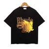 Tik Tok Influencer hetzelfde designermerk Pure Cotton Rhude Summer Nieuwe Mens American Fashion Oversize Eagle Letter Drukken met korte mouwen T-shirt