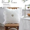 Pillow Pure White French Ruffled Edge Covers Decorative Lace Patchwork Case Home Decor Ins Cotton Waist Pillowcase