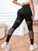 Leggings voor dames sexy hollow -out vrouwen naadloze mesh hoge taille heup hip lift gym workout slanke elastische brei yoga panty's