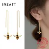 Ohrringe Inzatt Real 925 Sterling Silber Tier Emaille Biene Drop Ohrringe für Mode Frauen Kette Quaste Fine Juwely Süße Accessoires