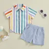 Kledingsets Baby Kids Jongens Shorts Set Gestreept shirt met korte mouwen en elastische taille Peuter Zomeroutfit