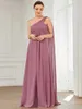 Simple Elegant Evening Dresses Long ALINE OneShoulder Strapless Gown 2024 BAZIIINGAAA of Chiffon Pink Bridesmaid Women Dress 240401