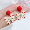 Boucles d'oreilles mignonnes mignonnes Bowknot Drop pour femmes boucles d'oreilles enrtilles rouges