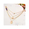 Pendant Necklaces Gold Layered Long Stone Charms Necklace Collier Plastron Beautifly Set Statement Drop Delivery Jewelry Pendants Dhqmx