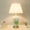 Lampes de table WPD lampe en céramique moderne LED chinois simple créativité Lotus Leaf motif de bureau Lumière pour la maison chambre à coucher