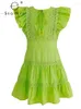 Parti elbiseleri Seqinyy zarif mini elbise yaz bahar moda tasarım kadın pist pisti cadde fırfırlar dantel çiçek gündelik tatil