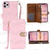 Luxury Flip Pu Leather Cell Phone Cases Kreditkortsplatser Stativ Holder Mobilomslag för iPhone 15 14 13 12 11 Pro Max Plus XS XR 7 8 Plus Samsung S22 S23 Plus S22U S23U