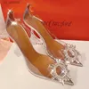 Dress Shoes Star Style Crystal Sunflower Transparant PVC Dames Pumps Luxury Rhinestones High Heel HOOFDE BRUIDEN Prom Summer Office Lady H240403ouye