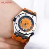 Custom Ap Forist Watch The Royal Oak Offshore Series 15710ST Precision Steel Quarter Orange Plate Back Back Transparent Mens Fashion Leisure Business Sports Watch