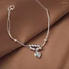Charmarmband 925 Silverpläterad länkkedja Tassel Love Heart Armband Bangle for Women Girls Jewelry SL015