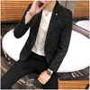 Męskie garnitury Blazers Light Luxury High-end Single Western Coat 2024 Spring and Autumn Casual Suit British Small Trend Drop dostawa appa otqdw