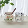 Tazze 350ml Soda Lime Bicchiere da acqua Tazza da colazione Tazza da latte Tazza da caffè Cannuccia con coperchio Cucchiaio Bilancia stampata Bevanda da ufficio per la casa