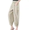 Pantalon féminin Femmes Harem Elastic High Taist pantalon pour la jambe large de couleur solide Long Streetwear Spring été