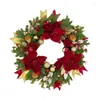 Decoratieve bloemen kerstkrans kunstmatige poinsettia hangende voordeurdecor