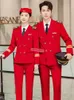 Men Pilot Uniform Air Captain Jacket Pants Airline Woman Top Trousers Security Guard Manager Costume Fight Attolen Roks Pak