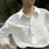 2024 Spring New Womens French White Shirt sciolto e sensazione versatile Piccola maniche lunghe uniche