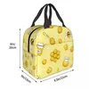 Dinnerware Cute Bees And Honey Lunch Bag Insulated With Compartments Reusable Tote Handle Portable For Kids Picnic School