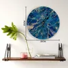 壁の時計大理石青色のテクスチャ時計モダンデザインリビングルーム装飾キッチンミュート家のインテリアの装飾