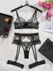 Bras Sets SexeLakas Transparent Lingerie Lace Nude Embroidery Underwear For Female Black Sheer Bra With Tassels Low Waist Briefs Costume