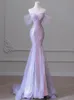 18158iena Purple laserowa cekinowa z koralikami Syrenka Kobieta wieczorowa sukienka z puffankami Tassel Pearls Tiul Train suknia balowa 2023 240401