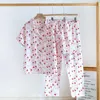 Vêtements à domicile 2024 printemps / été pour femmes pyjamas 3 pièces Coton crêpe à manches courtes Shorts Pantalon de style princesse