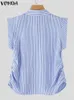 Blouses voor dames elegant kantoor shirts zomer mouwloze bedrukte tops vrouwen sexy gestreepte 2024 vrouwelijke Boheems strand blouse blusas baggy