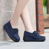 Ayakkabı Kadın Gerçek Deri Daireler Platformu Loafers Kadın Sürüngenler Dantelli Mokasenler Sürüş Kadın Gündelik Ayakkabı Sapato Feminino 659