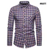 Chemises habillées pour hommes Stripe d'automne masculin Stripe Casual Flannel Plaid Shirt Top Men Slim Business Office à carreaux